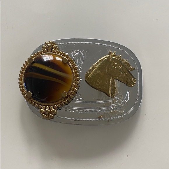 Other - Vintage Horse Belt Buckle with inset stone rodeo cowboy Western square dancing